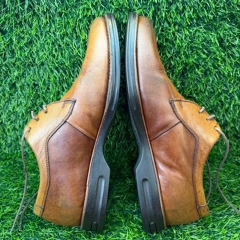 Vintage Arnold Palmer Marty Men 12M Brown Leather Apron Toe Derby Shoes Brazil